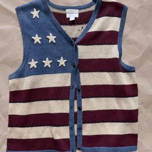 VINTAGE AMERICAN FLAG STAR SWEATERVEST W/ STARRED BUTTONS KNIT 🇺🇸